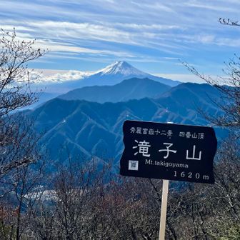 大月市の山頂標識と。