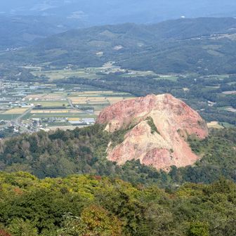 個人所有で登れない昭和新山　小学生の頃来た時はこんな緑なかった気がする