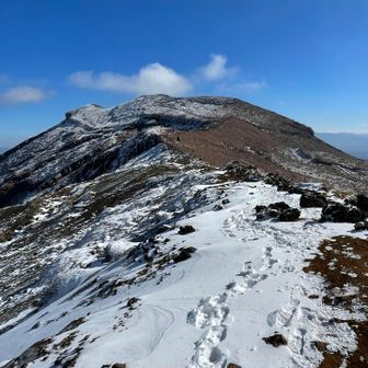 強風の中、稜線歩きが続きます🚶