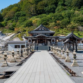 本堂に向かって両脇に石灯籠が結界を
貼っているように並ぶ。

景色はまるで
RPGのセーブポイントのよう。