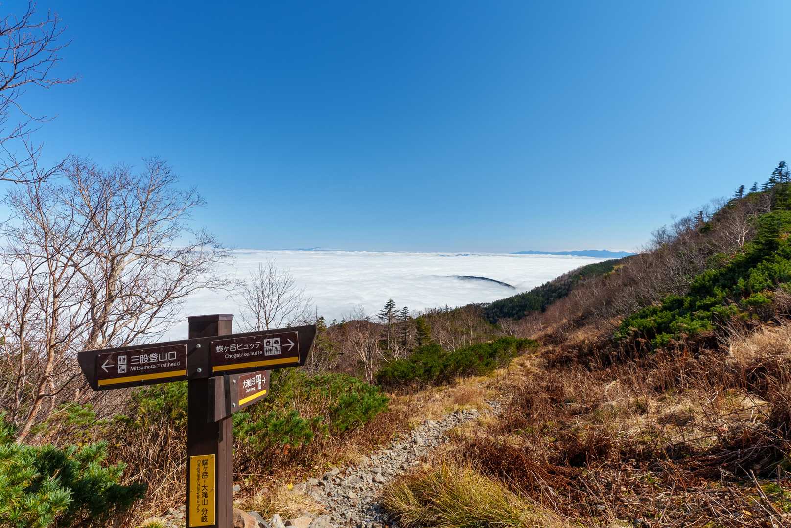 三股登山口-蝶ヶ岳-蝶槍 往復コースの写真