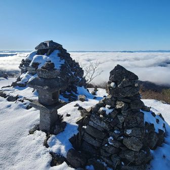 山頂は雪景色
その先は雲海☁️