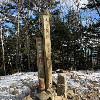 大菩薩嶺に到着。
相変わらず展望もへったくれもありません。
この山頂に立つのは3回目で、1回目はYAMAPを始める前。2回目は何故か山頂でのログがされておらず、未登頂扱いに。
やっとYAMAPに登頂を認められました。😅