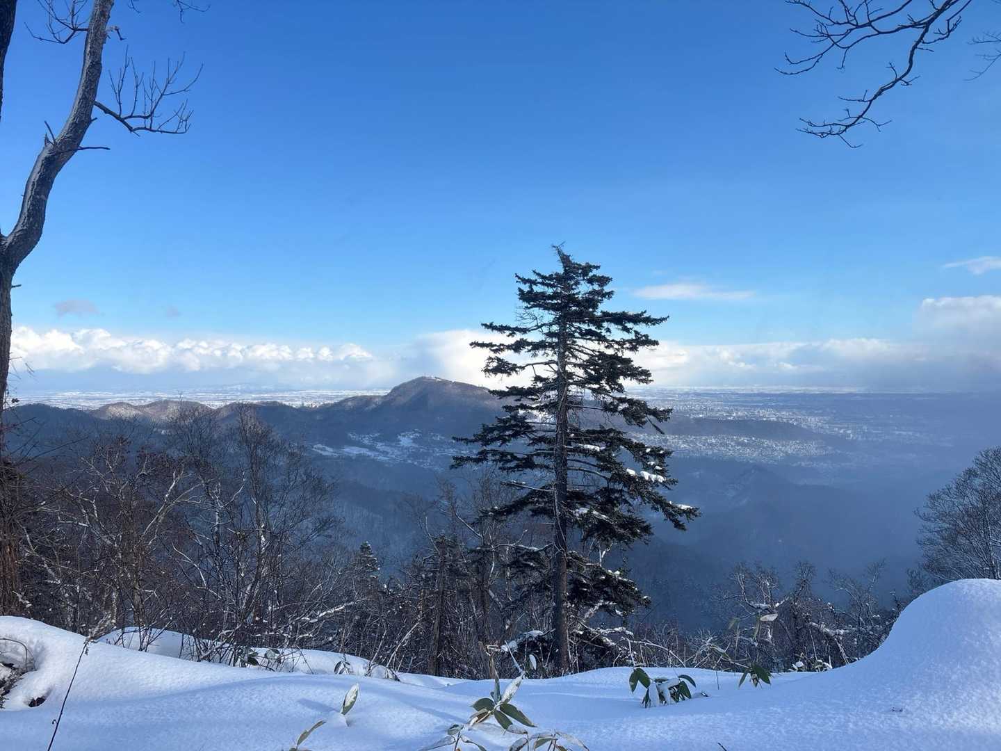 天気も良く山頂からの景色も予想外に良い
正面に見える藻岩山と同じ高さ⛰️