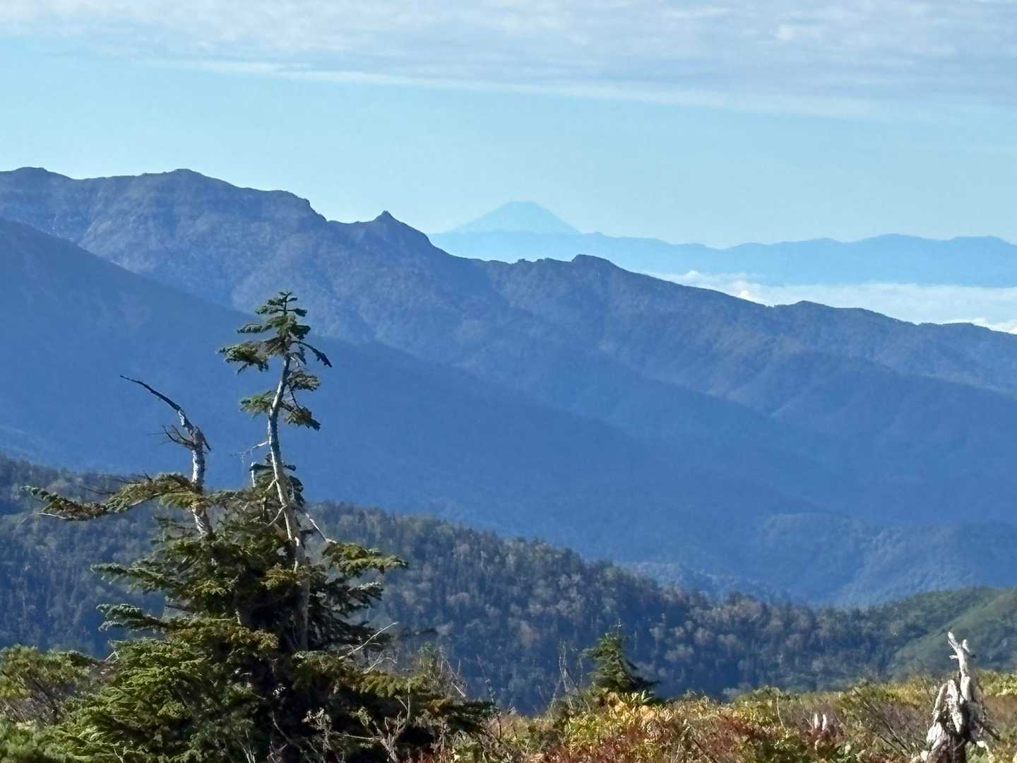 遠くに富士山