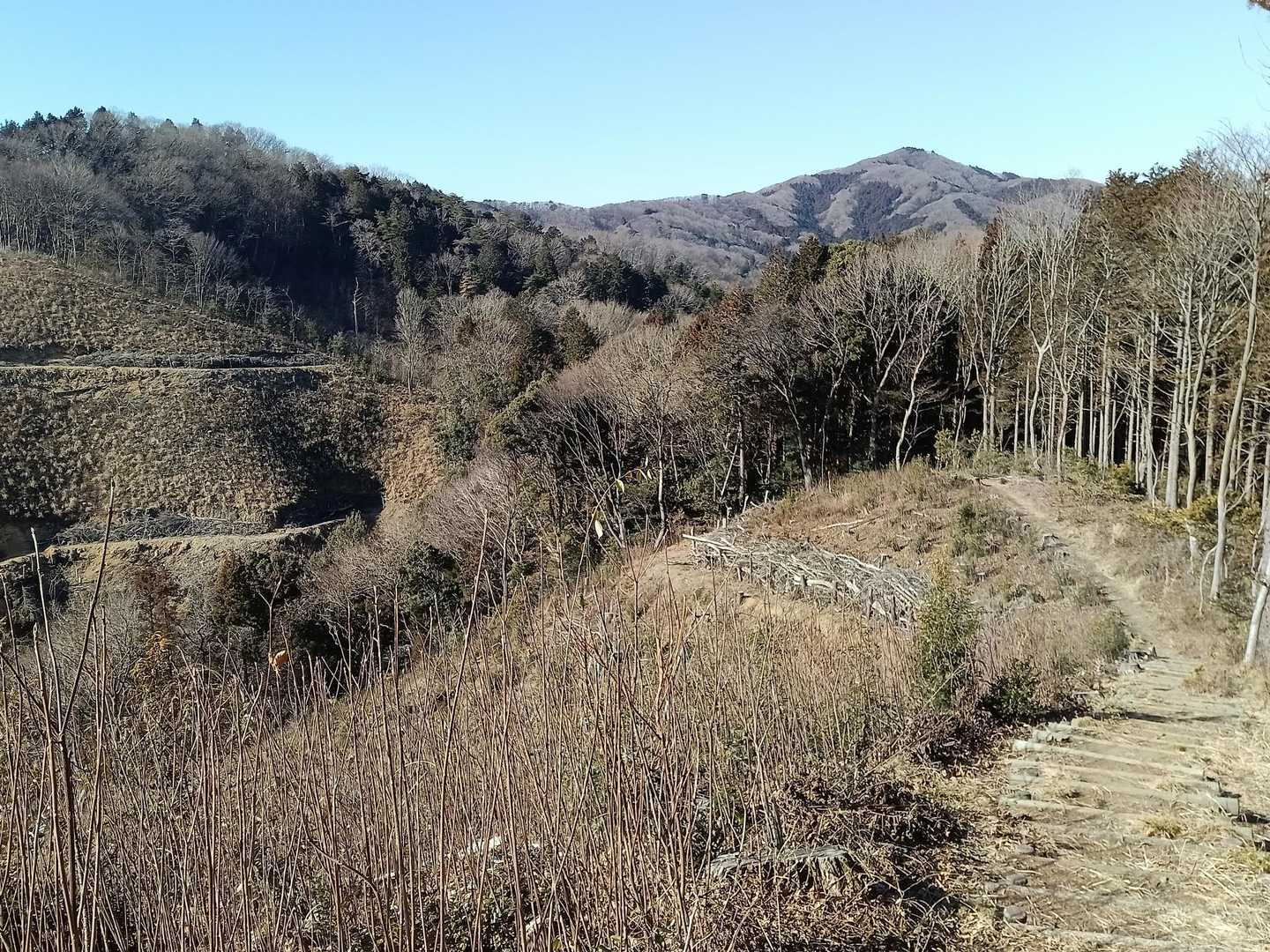 振り返ると高峯📷️ここまで長かったものの下りの往路はマシ、帰路は大変そうだなぁ😰