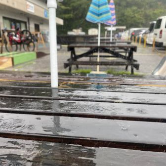 It started raining, no, pouring!
