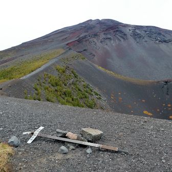 毎度、飛ばされない様に岩で固定する