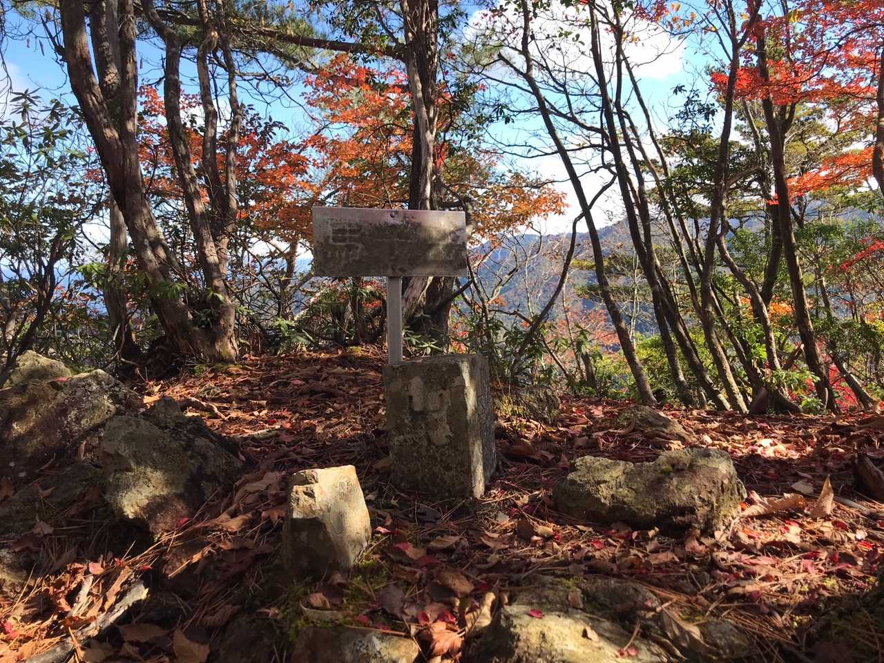 馬子岳山頂
YAMAPの山頂より先にあるので要注意！
目印の終点まで進めばよい。
