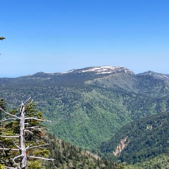真っ平の苗場山