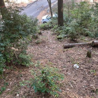 車に戻って軽く昼食。川上から登ってきた道は通行止めになっていました。工事が始まったようです。