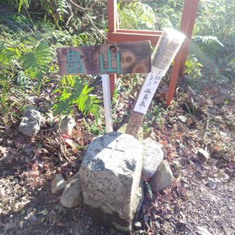 畠山山頂に着いた～
ここまでも急登多いし、登山道が狭いところもあり、頑張ったのに、標識が手作り感(^-^;