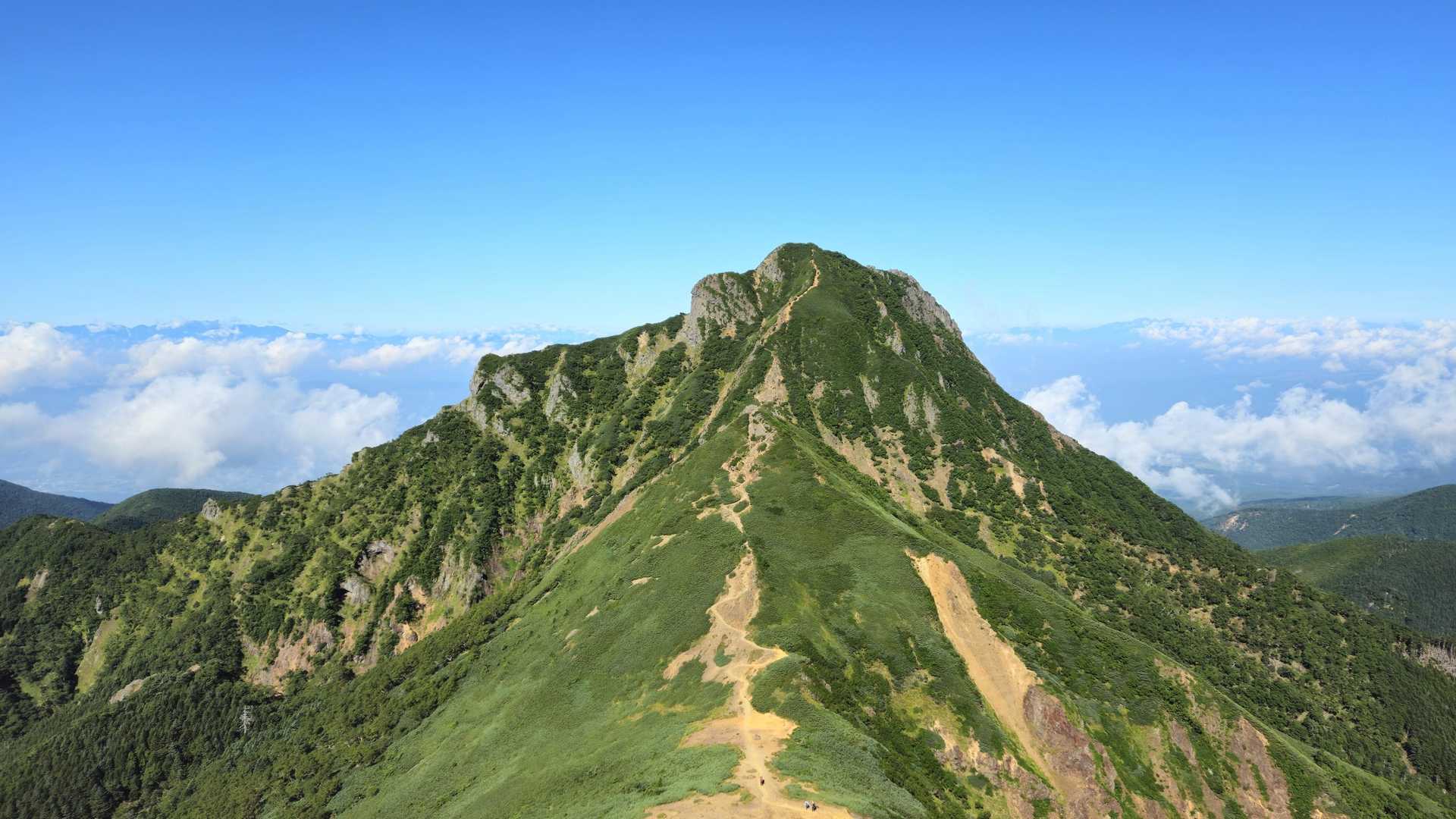 振り返って阿弥陀岳