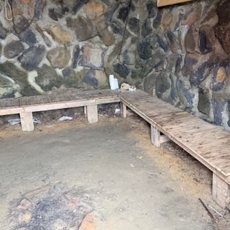 避難小屋内
寒いから🔥使ったあとがあります。