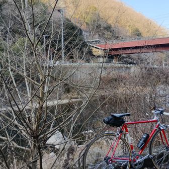 橋上に武田尾駅
福知山線の旧線の武田尾駅は
かつて武庫川と並行してホームがあった