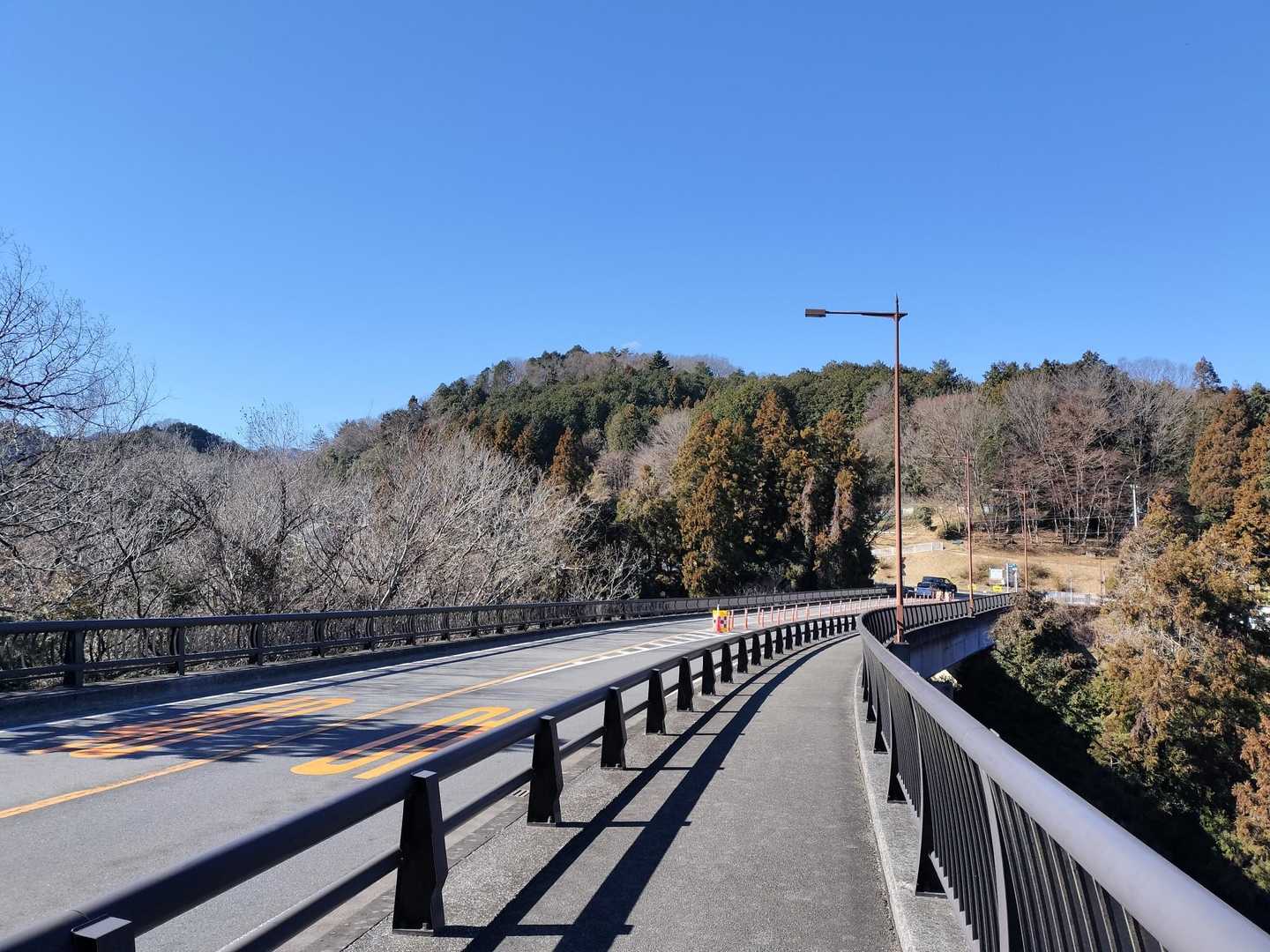 山田大橋を渡った後、右に曲がりまた橋を渡ります。弁天山はあの山かしら🧐？