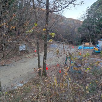 工事中の林道に出ます