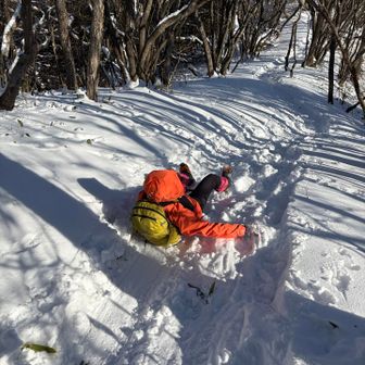 怖いからほとんど寝て滑ってます💦
