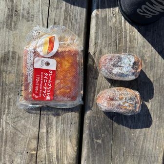 休憩　冷凍しておいた干し柿とグイーニーアマン