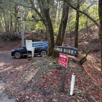 登山口の駐車場、このそばのトイレは使用禁止なので注意