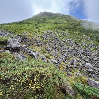 岩木山本峰を見上げ。