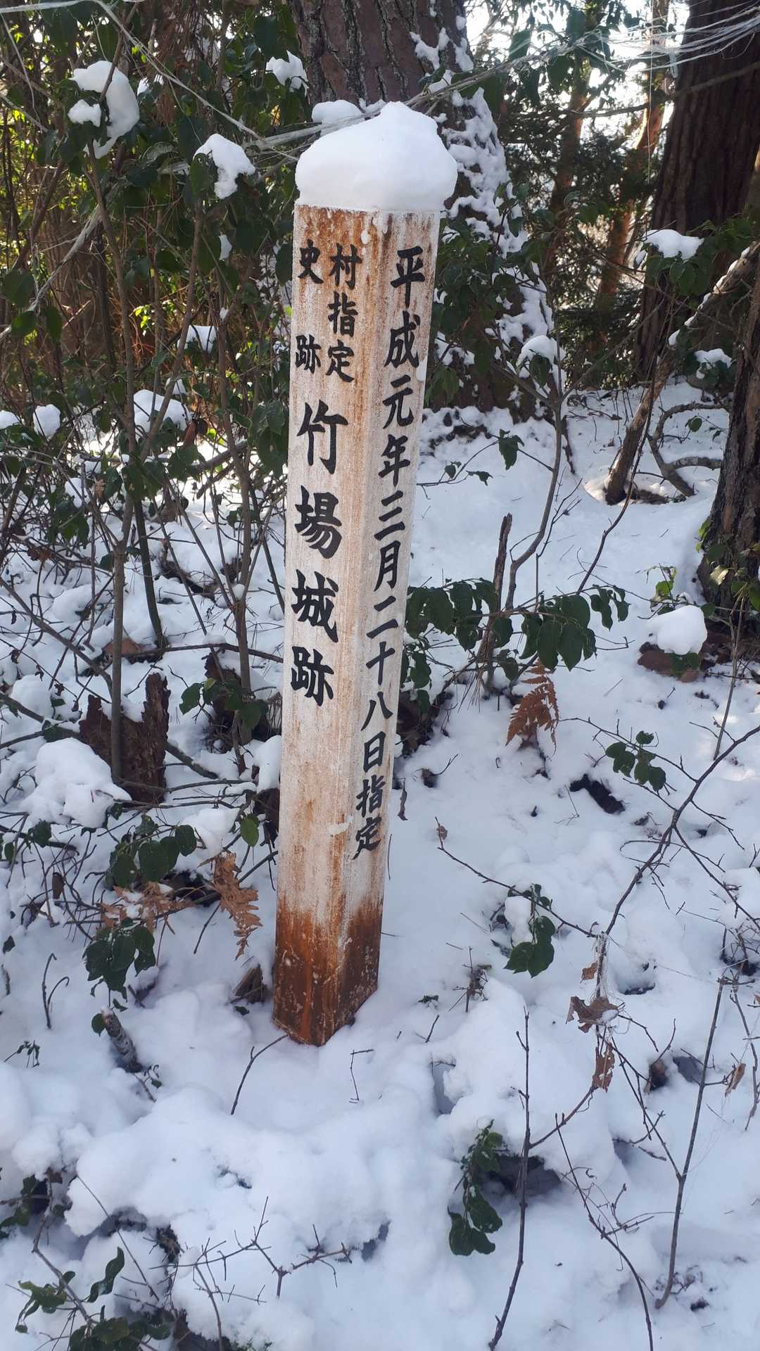 Commemorative stake on the summit.