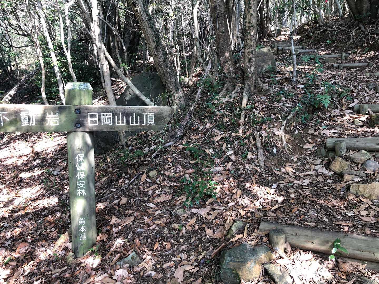 日岡山を通らずに不動岩に行ける分岐点
ここから階段多し