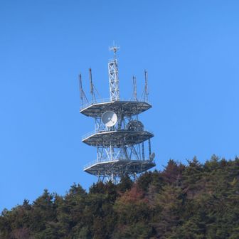 大平山NTTの電波塔をアップで。