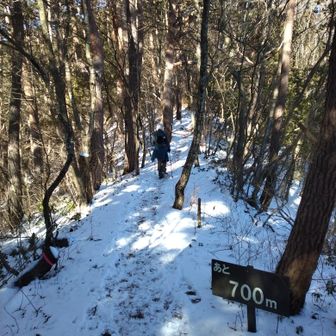 少し雪のある登山道