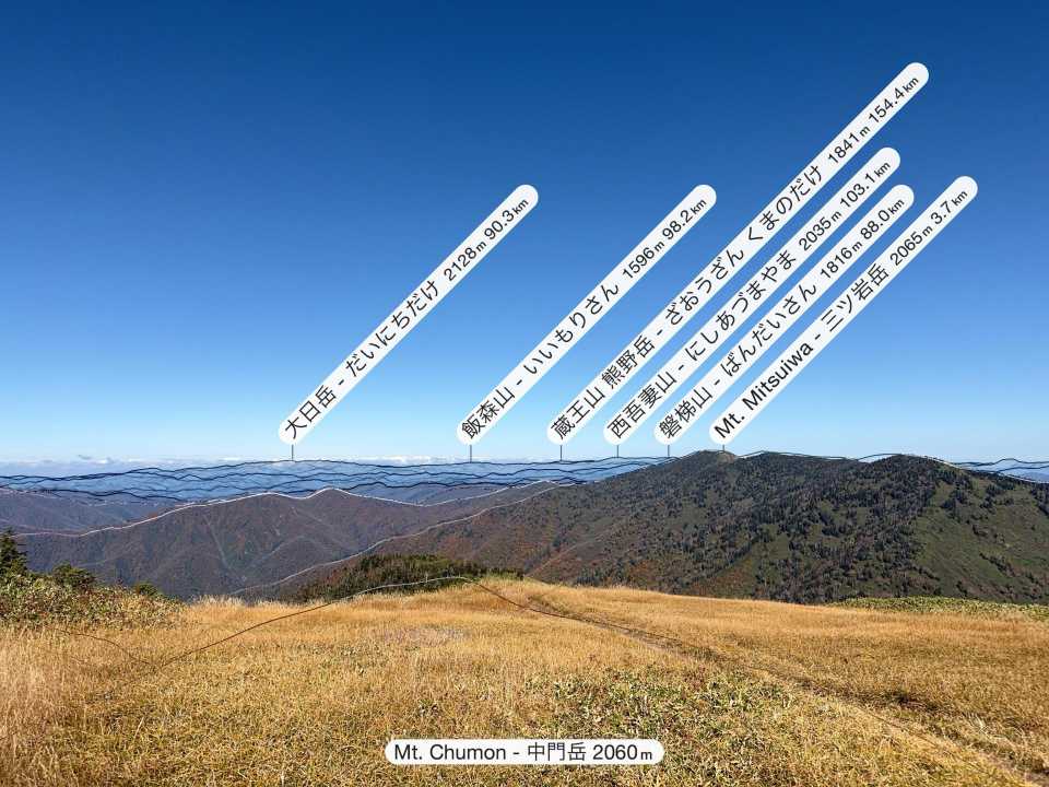 会津駒ヶ岳・中門岳、草紅葉広がる稜線へ の写真 14
