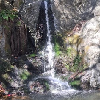 下の道に下りたら小さい滝