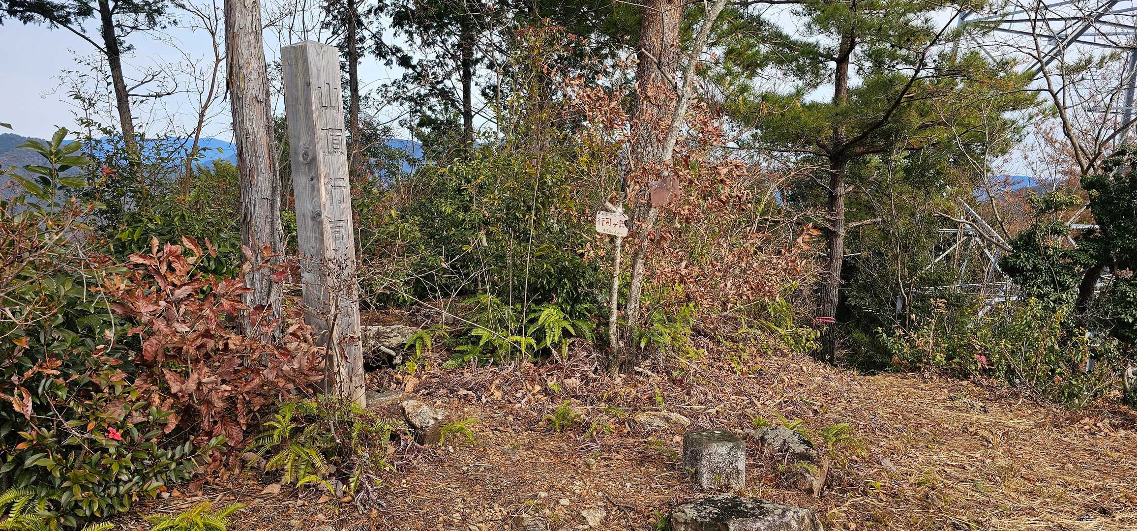 行司ヶ岳（水天宮）山頂に到着
■水天宮
等級 :　三等三角点
緯度 :　33.556679583
経度 :　133.282512528
標高 :　476.87m
COD :　TR35033226201
場所 :　高知県高岡郡