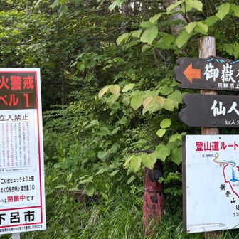 駐車場からこの登山口（濁河温泉口）まで徒歩20分弱くらい。
スタート