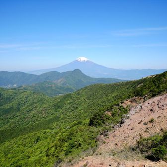 富士山の下が金時山
その麓から歩いてきた
蛇行する稜線が分かります