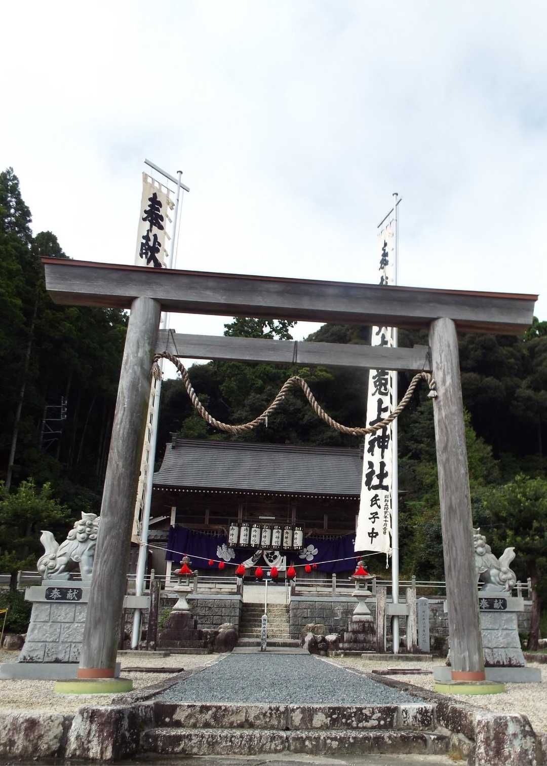 神社隣の林道を歩きます