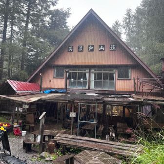 😭しかしウェザーニュースの予報通り雷雨⛈️の中やっと着いた美濃戸山荘でジャンケンに負けタクシー3台目に振り分けられる(🚐💨タクシーと脱落者Gr待ち)アクシデント発生‼︎しかも時間が読めず🍉スイカ¥800を買い食べたいんですが〜☔️土砂降りの中、茫然と雨宿り‼︎(😭何の罰ゲーム)