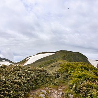 地神北峰到着😌地神山方面⛰️
飯豊の稜線に出たら天国が始まる😇