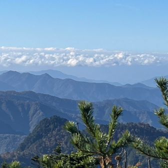 雲海、紀伊の山々が良く見えています。金剛山かな？