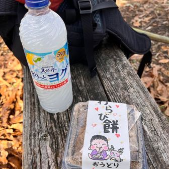 山頂で二上山で買ったわらび餅を食べました😋⭐️食べたら下山します😄