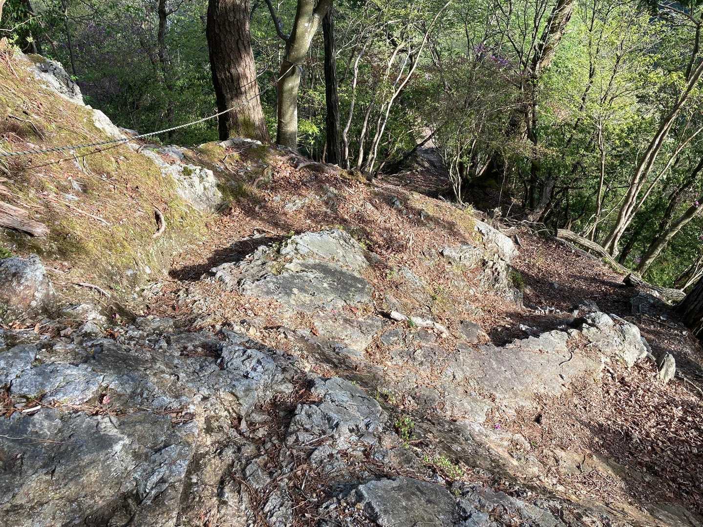 さっき登ってきた岩場
下りもっと怖いです
一歩一歩慎重に