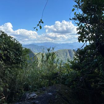 岩場からは、緑の額縁に飾られた英彦山✨