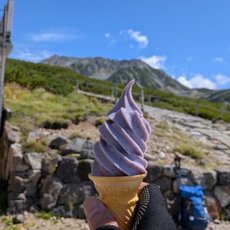 みくりが池温泉で、
ブルーベリーソフト😋