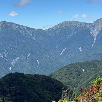 左赤石岳、右悪沢岳