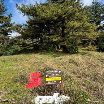 赤ゾレ山のピークこちら以外はガスがかかっていて景色が良さそうな感じがするも見えず