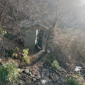 避難小屋近くで休憩