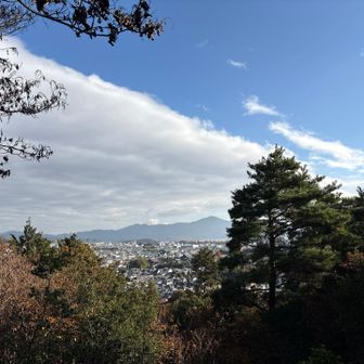 双ケ岡へ向かう途中
枝間からは比叡山が見えました