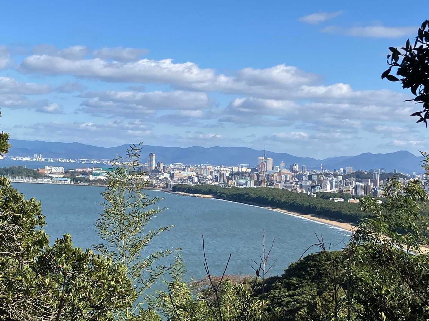 海越しに市内が！