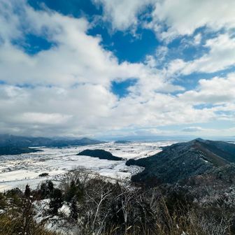 山頂から眺望　長浜市　奥に米原市
ずっと雪景色　伊吹山は☁️雲の中