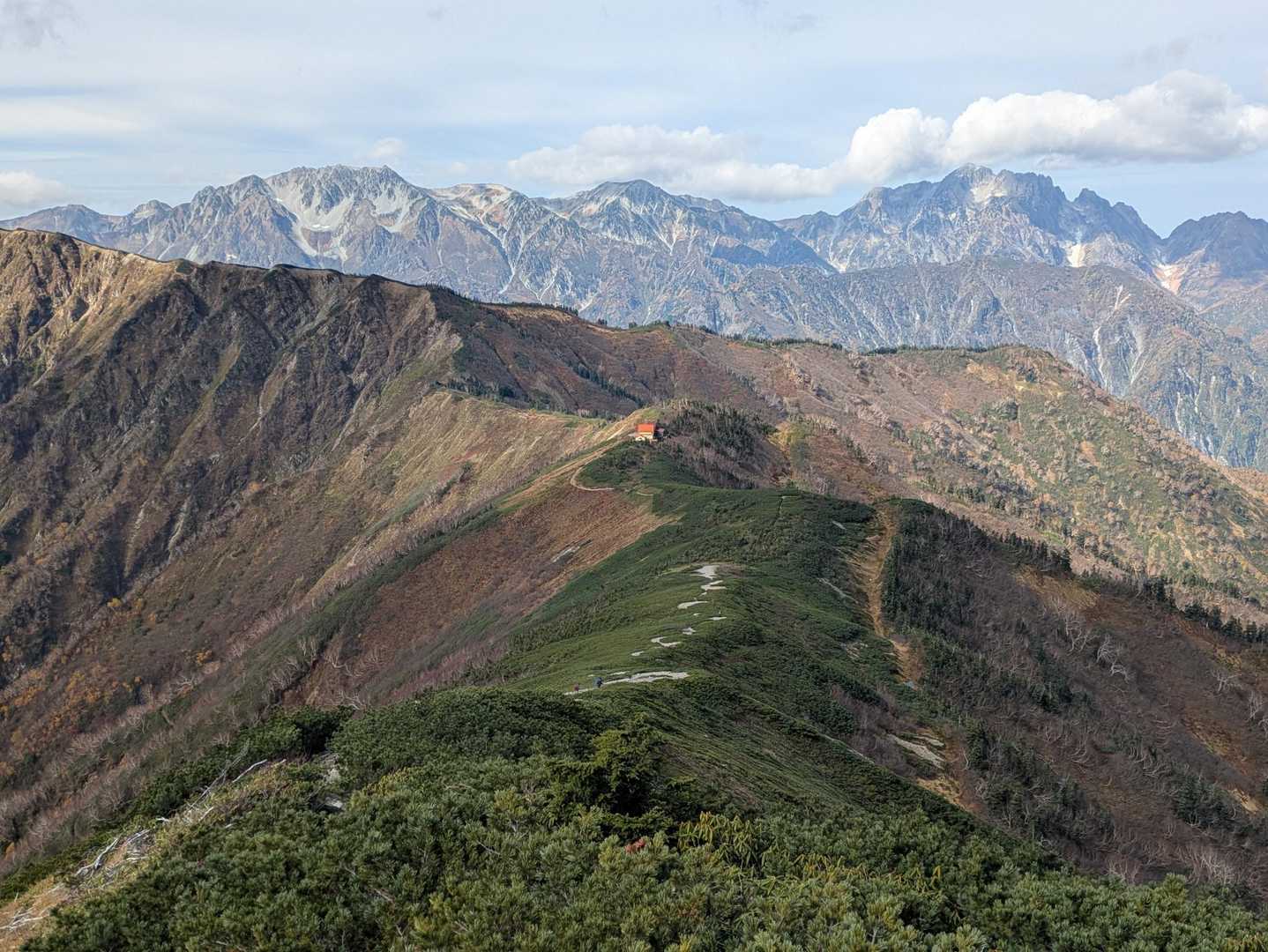 爺ヶ岳往復 | 柏原新道から稜線へ、剱岳と鹿島槍を一度に望む三峰の山の写真