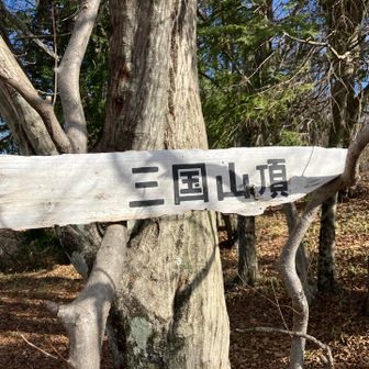 着きました！
三国山頂はテーブル、ベンチが複数あってランチ🍙に良さそうですが、先に進みます